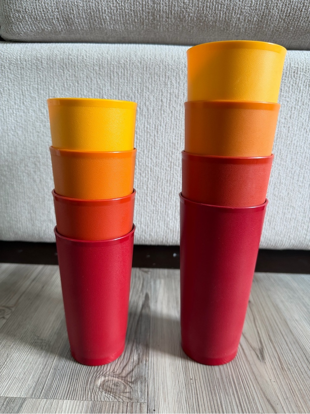 Set of 8 Vintage Tupperware Drinking Cups 1348 873 Assorted Harvest Colors Tops